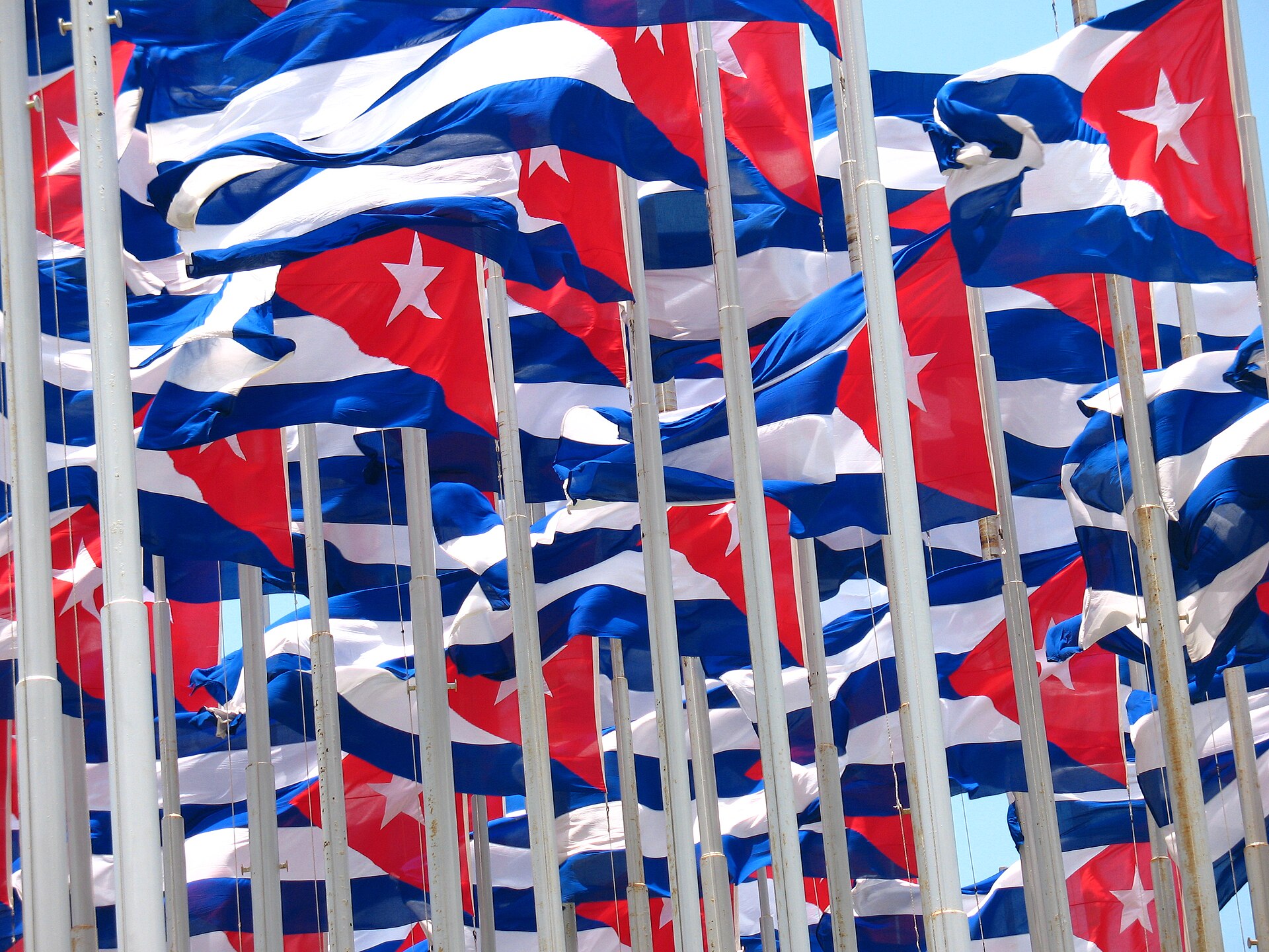 Cuban flags at the Anti-Imperialist Tribune, next to the US Embassy in Havana (file photo).