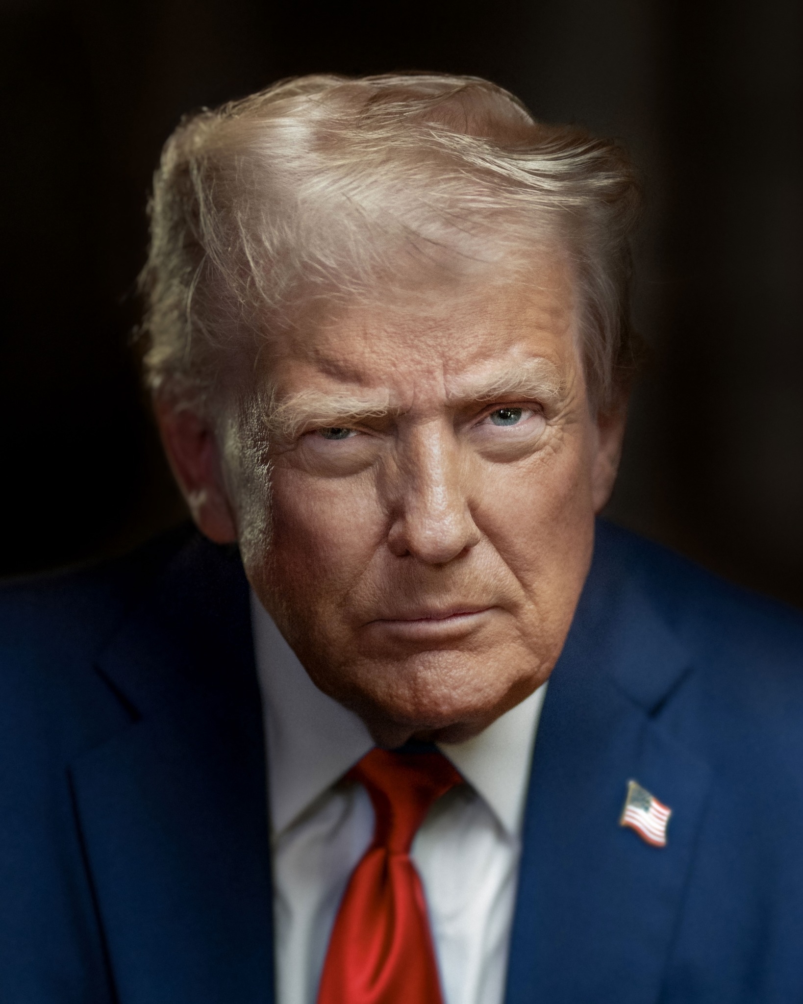 Official 2025 portrait of Donald Trump, in a dark suit and tie